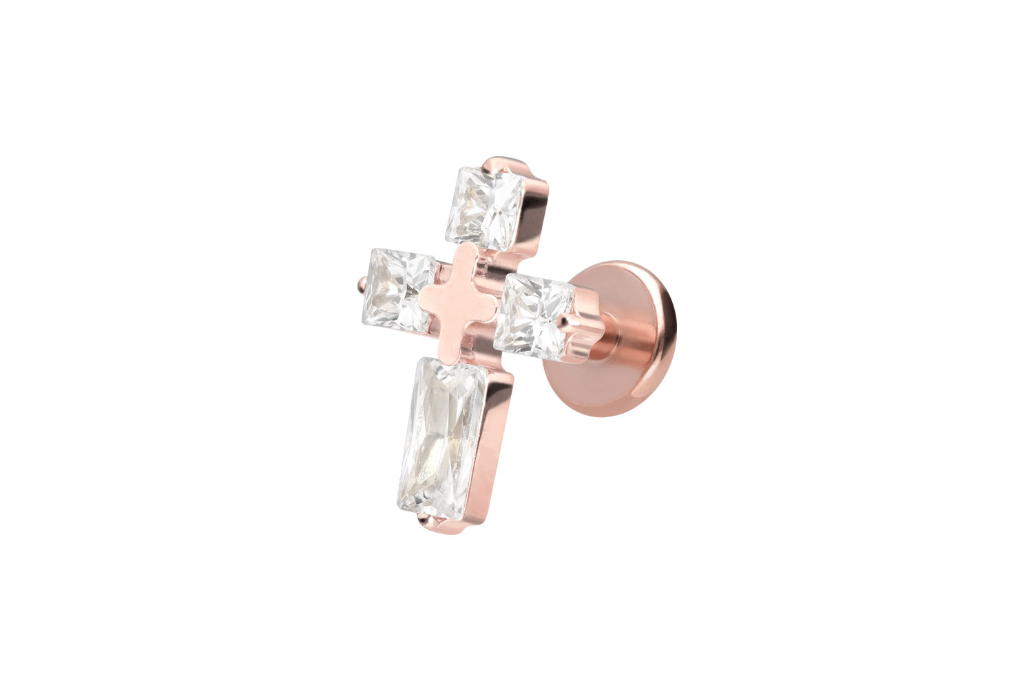 Titan Labret Piercing mit Innengewinde KRISTALLKREUZ